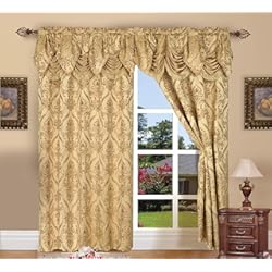 Panel Decorativo Dorado Elegancia y Confort Jacquard Penelopie Aspecto Cortina Panel Set, poliéster, Dorado, 54x84 Inches