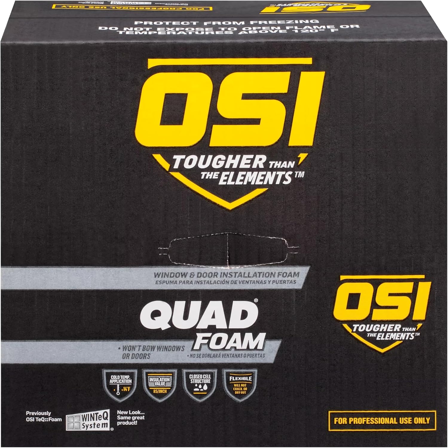 OSI Quad Foam Window and Door Installation Foam, Pale Yellow Insulating Sealant, 21.1 oz Can, Pack of 12