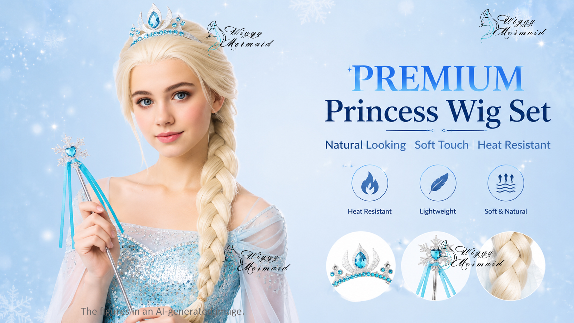Amazon.com: Wiggy Mermaid White Blonde Braided Wig with Crown Wand