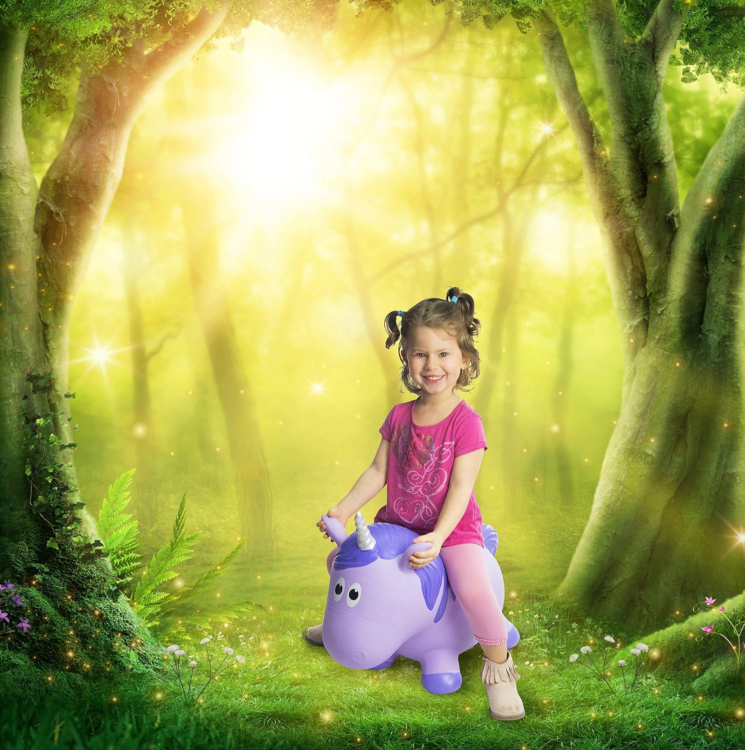 Farm Hoppers Fantasy Hopper Inflatable Toddler Safe Bouncing Purple Mane Unicorn Plus Pump