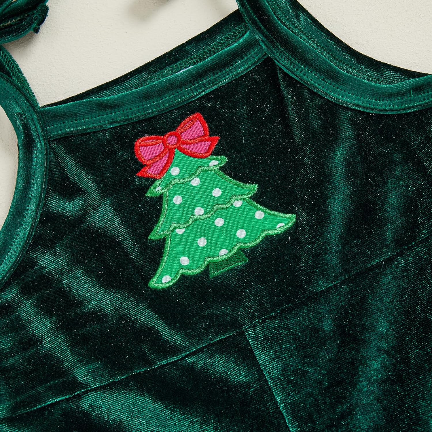 Christmas Baby Girl Outfit Christmas Tree Sleeveless Velvet Romper Jumpsuit Bell Bottom Pants Toddler Fall Clothes