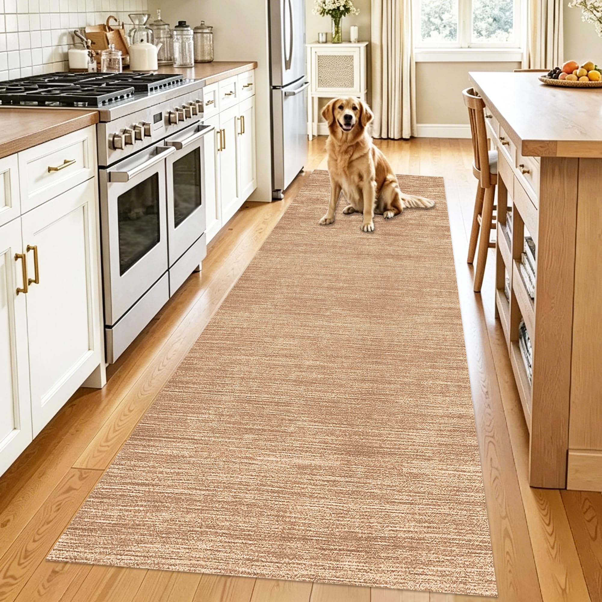 Alfombras cocina antideslizante lavable de pasillo largo marrón 80x180