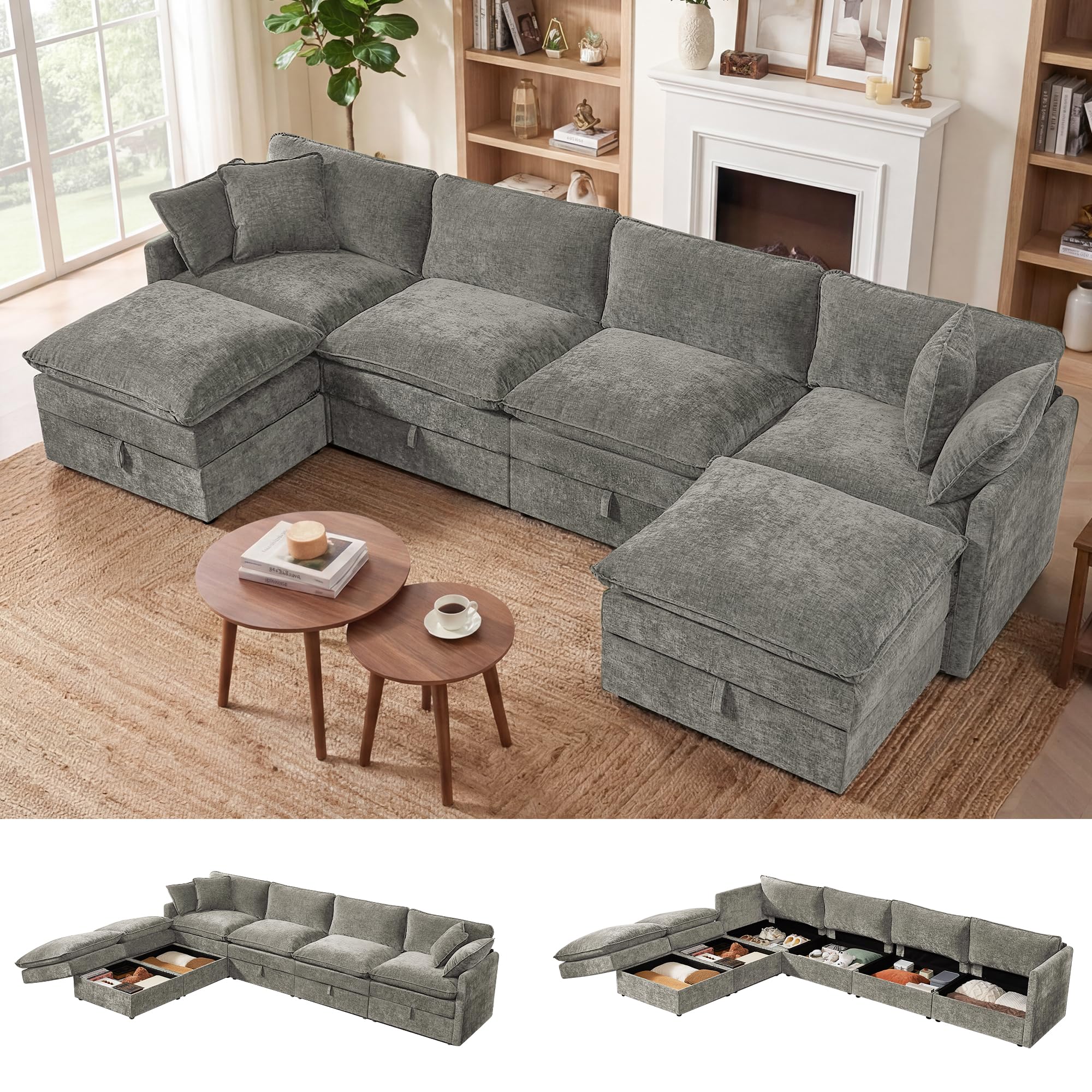 WorthFurni Modular U-Shaped Cloud Couch