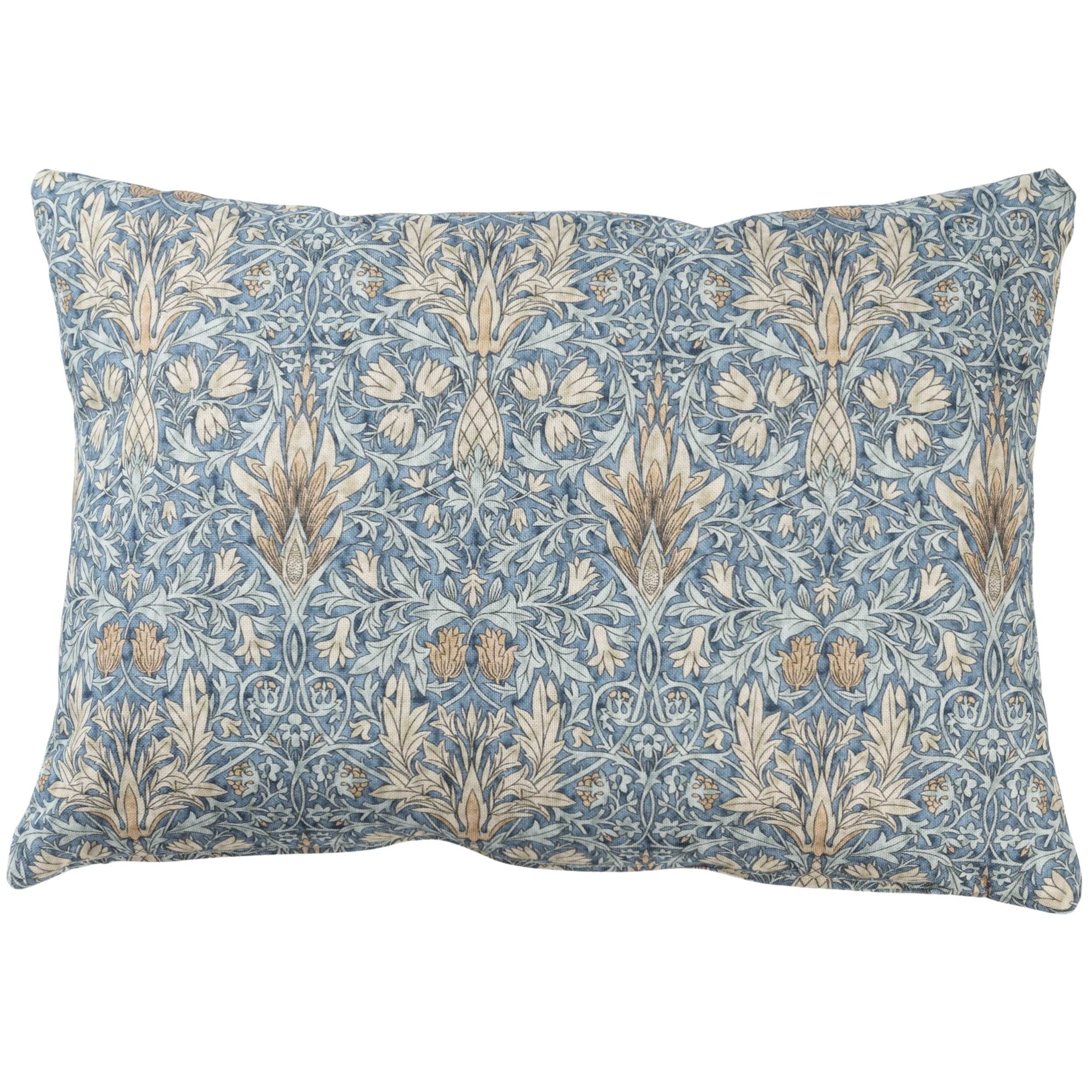 Linen Loft Blue William Morris Snakeshead Boudoir Cushion In Denim Traditional Floral Motif And Botanical Design. 17X12 Rectangle Cover