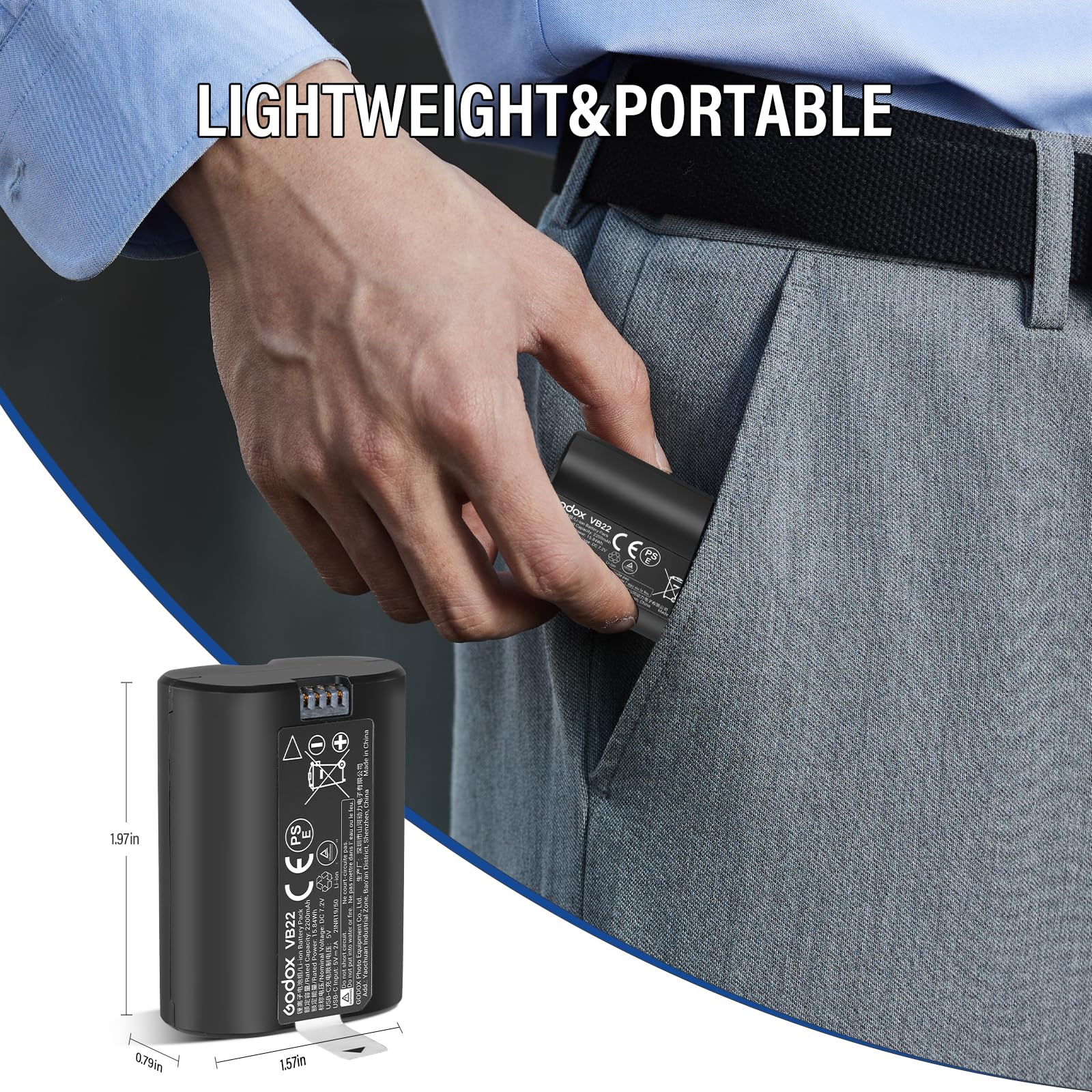 Godox Batteria al Litio VB22 Battery 7,2 V 2200 mAh compatibile con Flash Fotocamera V480 V350