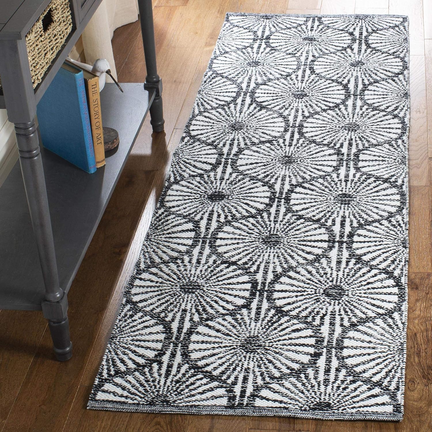 SAFAVIEH Montauk Collection Runner Rug - 2'3" x 7', Aqua & Ivory, Handmade Cotton, Ideal for High Traffic Areas in Living Room, Bedroom (MTK606H)