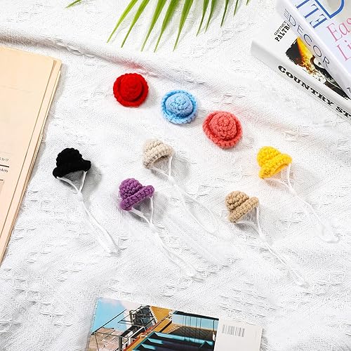 Miniatura 5 de 8 piezas de mini sombrero lindo para mascotas con correa elástica ajustable para la barbilla, hámster serpiente, lagarto, conejillo de indias,