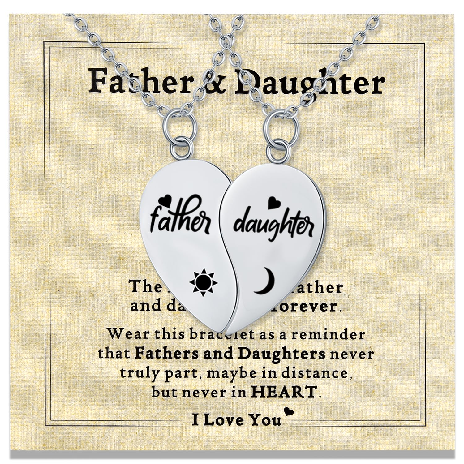 Yonhon Father Daddy Daughter Bracelet Necklace for 2,Dad Daughter Matching Necklace Set for 2