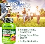 NATURELO Multivitamins Pour les adolescentes/garçons 60 Capsules, Multivitamines alimentaires entières avec minéraux, non OGM, végétarien