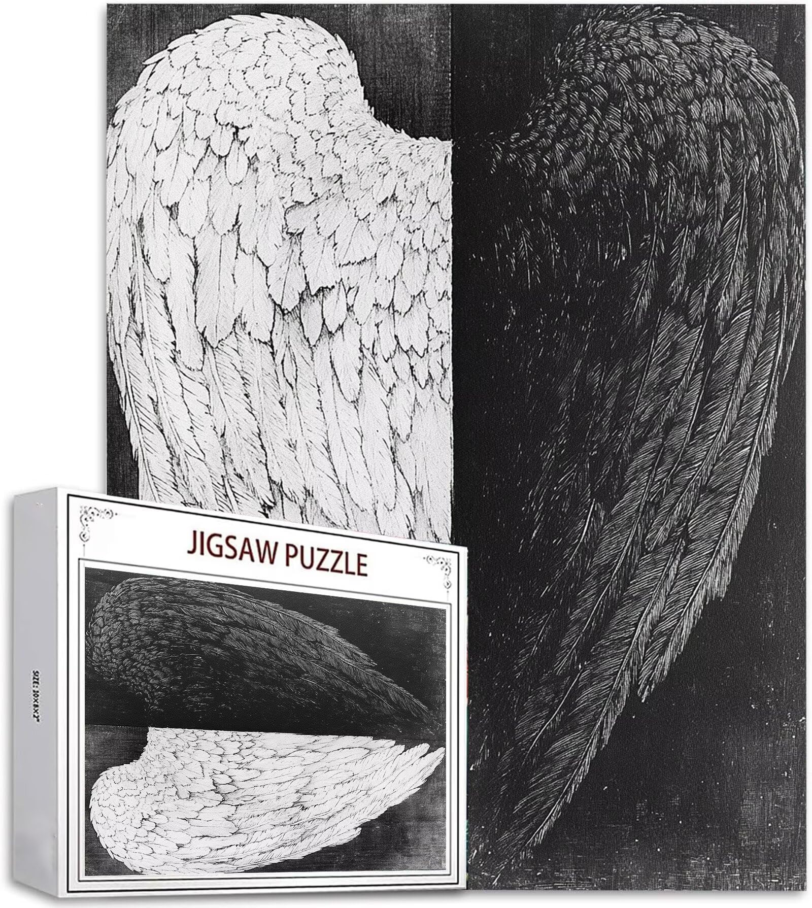 Puzzle 2000 Teile Schwarz und Weiß Puzzle Erwachsene, DIY Groß Puzzelmatten, Holzpuzzle für Erwachsene und Kinder ab 12 Jahren Wooden Jigsaw Flügel Geschicklichkeitsspiel für Die Ganze Familie, D-652