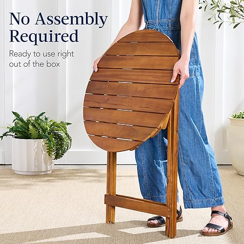 Miniatura 7 de Best Choice Products - Juego de bistró de madera de acacia 3 piezas muebles plegables adecuados para patio jardín balcón terraza incluye 2 sillas