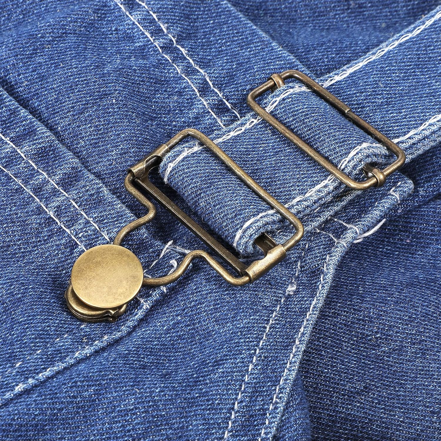 8 Sets Metal Overalls Buckles, Metal Overall Clip Buckles Replacement DIY Button No-Sew Accessories for Overall Bib Pants Trousers Jeans Jacket（8 Clasps Slide Buckle Buttons Nails）