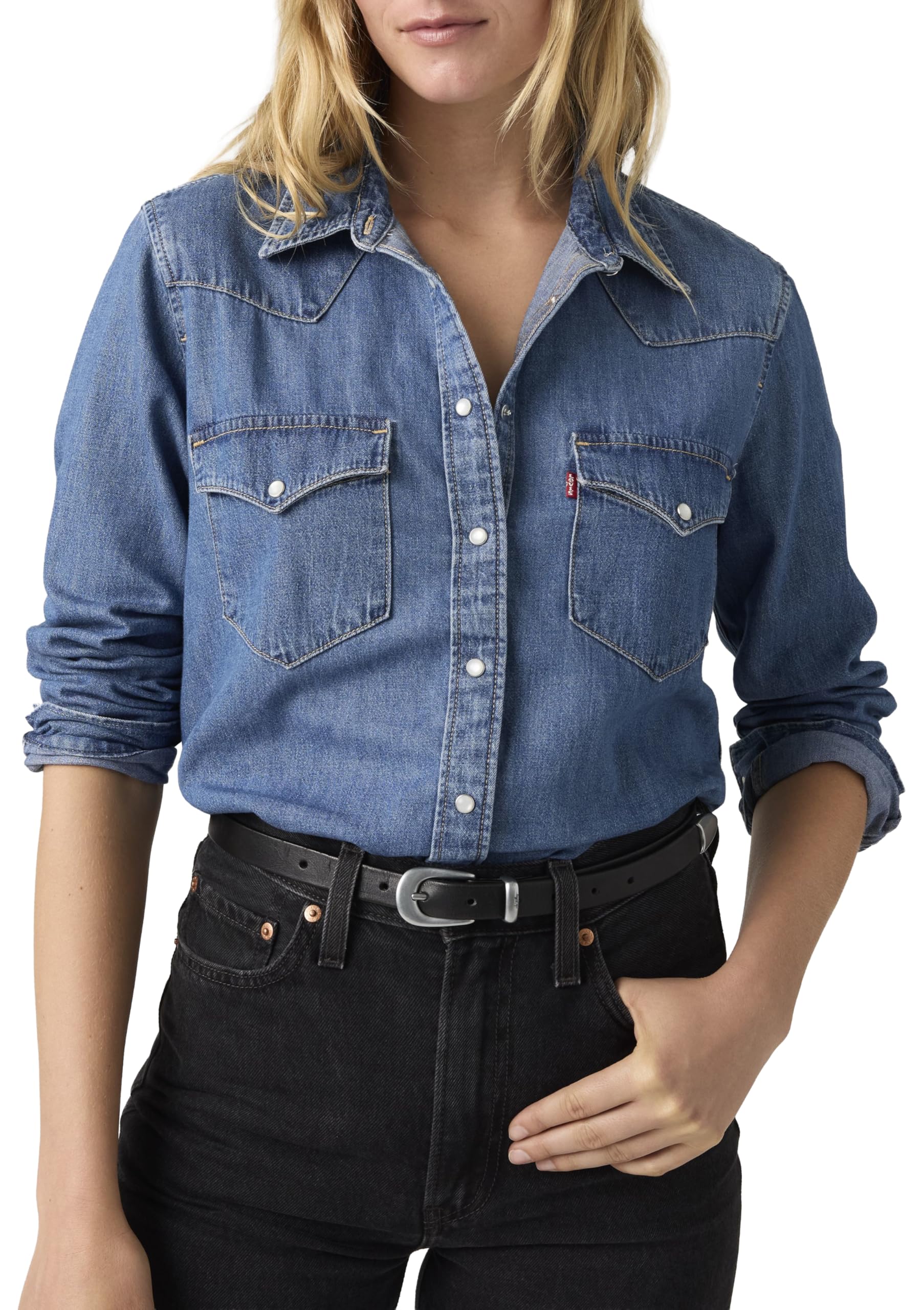 Levi's Women's The Ultimate Western Button Down Collar Shirt, Mighty Fine, L