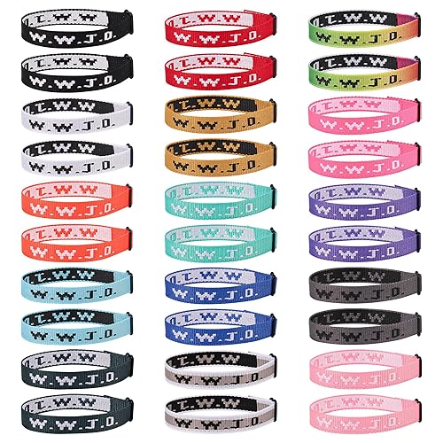 30PCS WWJD Bracelet Pack for Women Men, Christian Jesus Wristbands