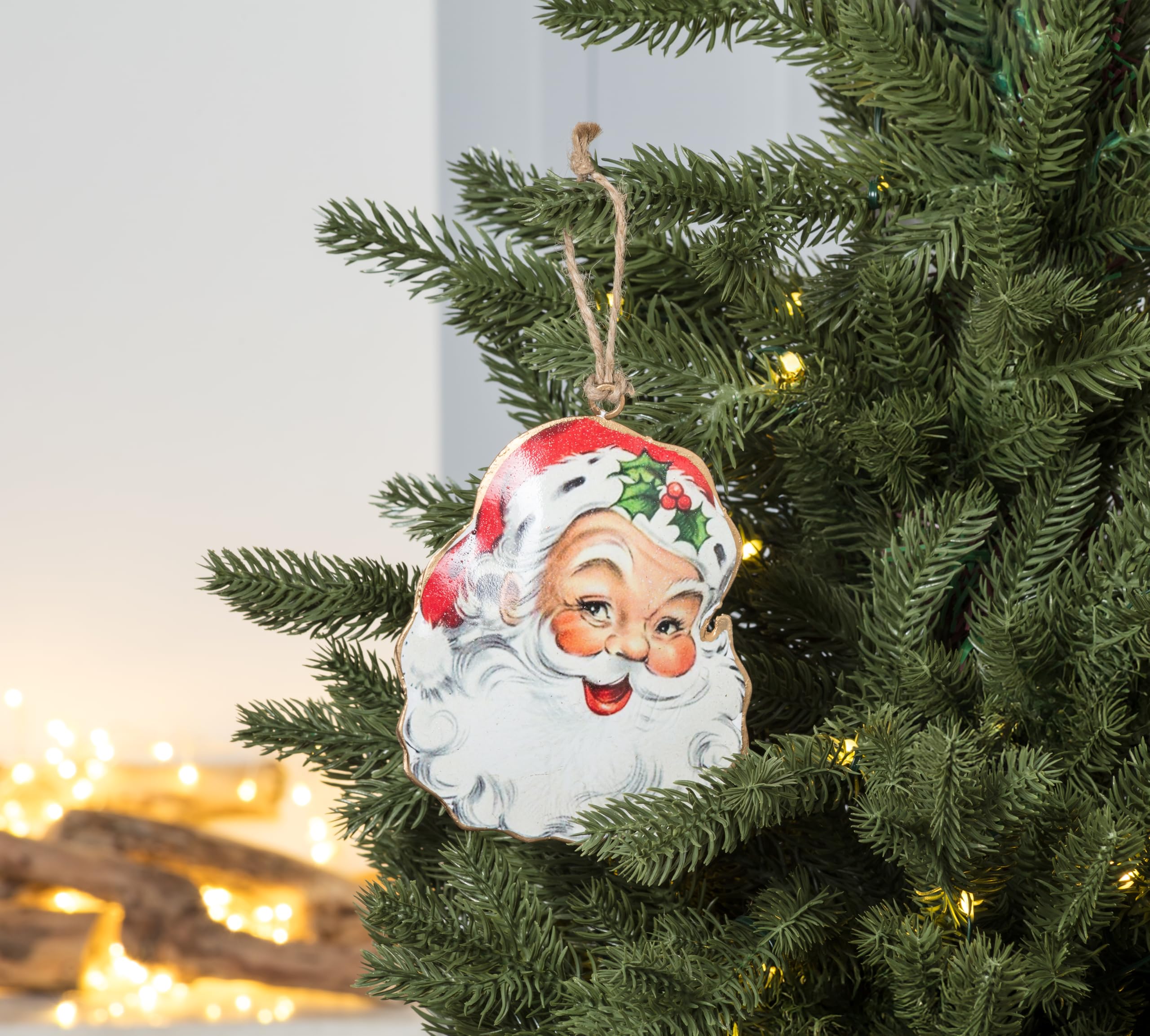 Abbott Collection Retro Santa Head Ornament-5