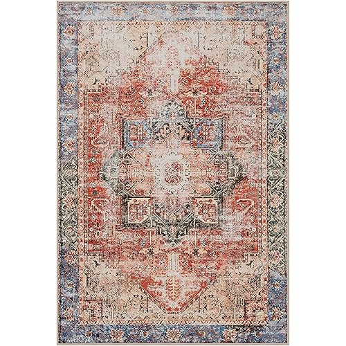 Worxvell 2x3 Rugs for Entryway - Washable Small Rug Non Slip Indoor Door Mat for Kitchen Bathroom, Oriental Backing Rubber Distressed Area Rug Throw Rug Doormat Carpet for Bedroom Entrance Entry