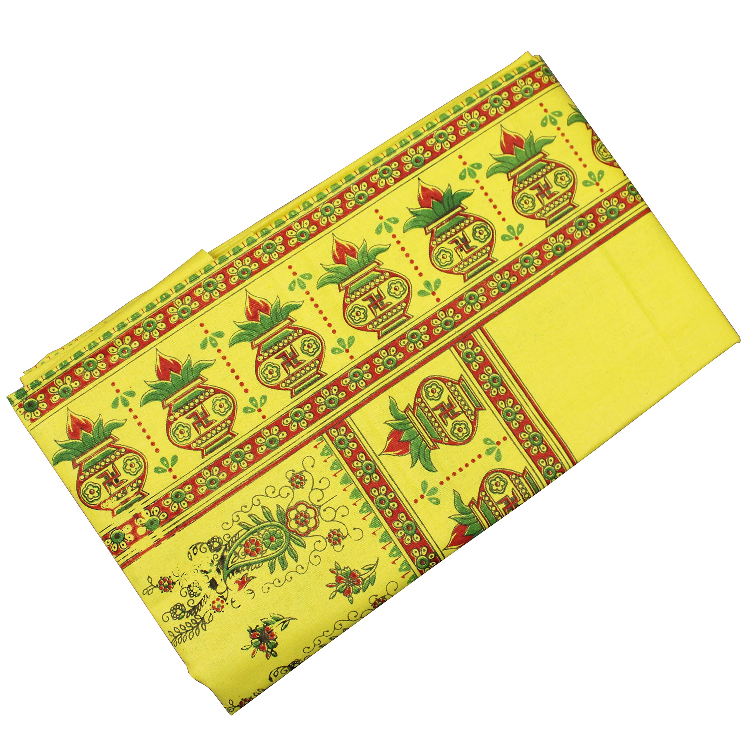 Spillbox Men's Color Border Cotton and Crush Jarigai Angavastram/Towel/kasavu Shawl/melmundu/uthareeyam/Traditional Pooja Towel – Printed angavastram (Yellow)-picture-35