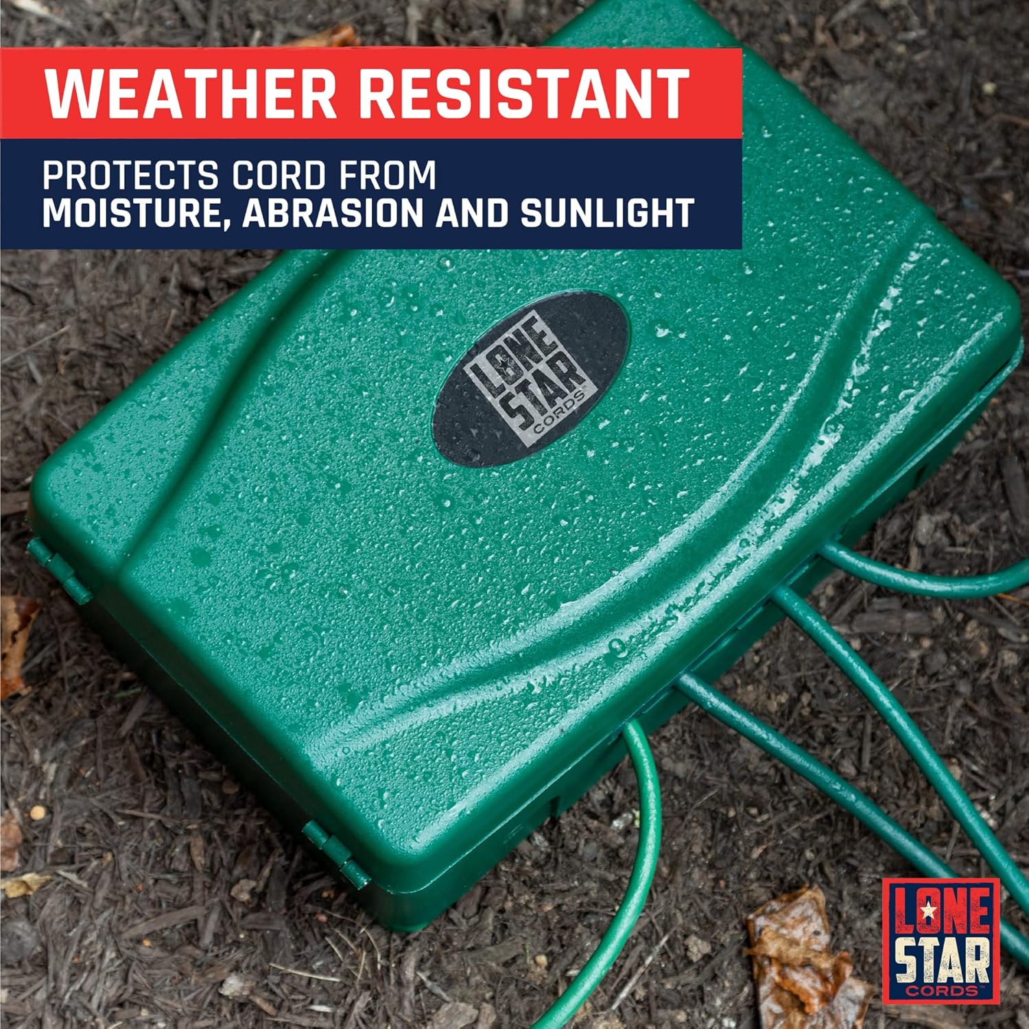 Extension Cord Connection Box, Outdoor Plug Cover for Electrical Connections, Timers, Power Strips, Power Tools, Landscape Lights - Texas Based American Business, Green