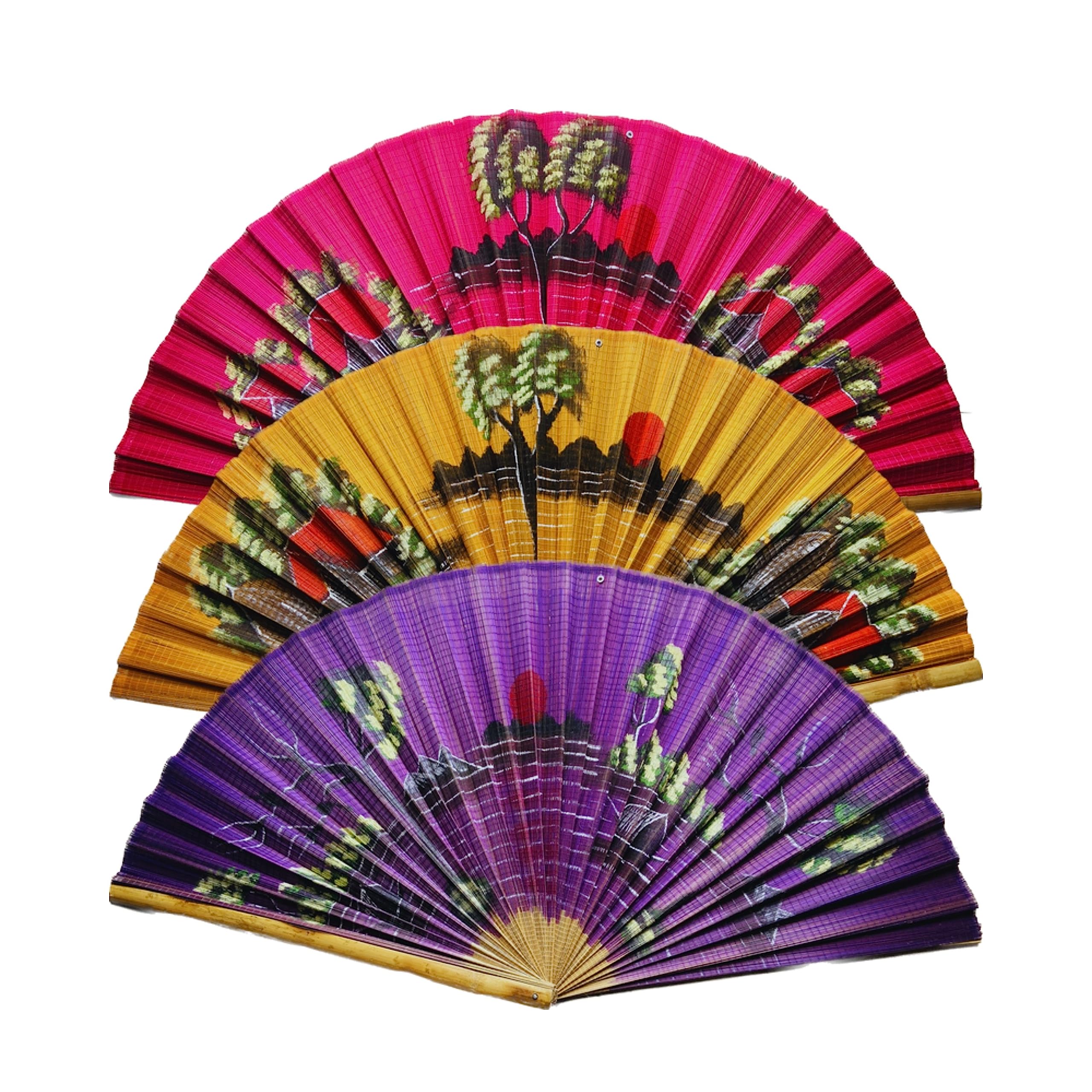 Craftscape Handmade Wall Hanging Bamboo Mat Landscape Tribal Art Home Decor, Wall Decor For Living Room, Bedroom Decoration 110 X 56cm, 1-pcs (Magenta)