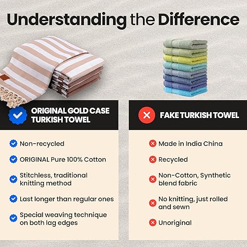 Miniatura 5 de GOLD CASE - Juego de 5 toallas turcas de playa, vintage, de gran tamaño, 70 x 39 pulgadas, 100% algodón natural, de secado rápido, para playa, baño,