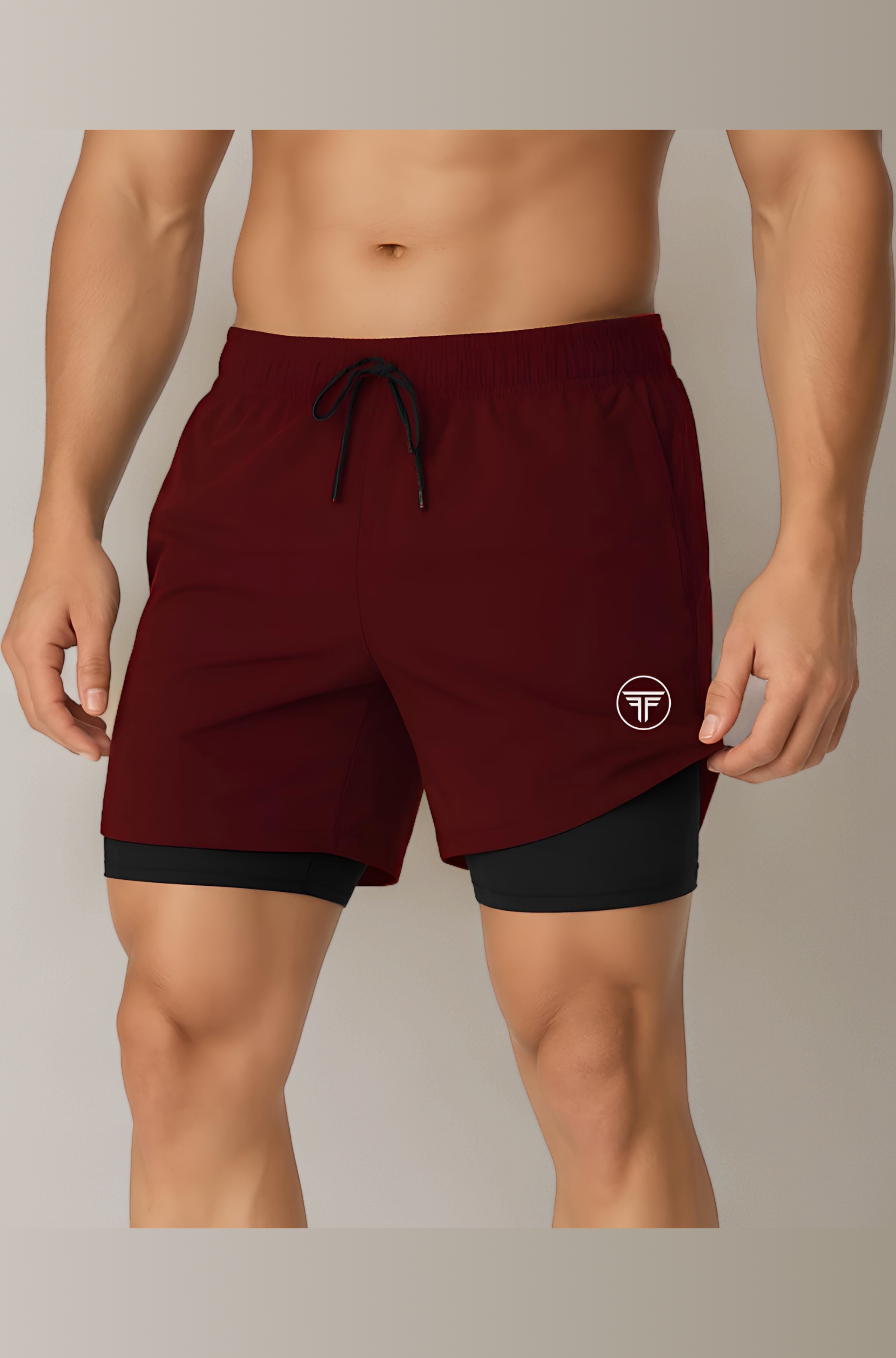 Men's 2 in 1 Active Dual Shorts with Inner Tights Layer & Compression Liner, Double Layer Athletic Short for Running, Gym & Sports