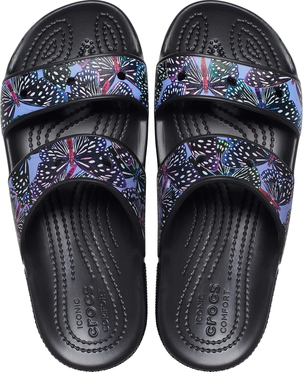 Crocs Unisex Classic Sandal - Seasonal Graphics Black/Multi Glitter Men's 4, Women's 6 Medium