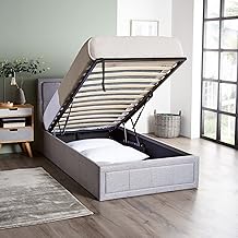 Home Treats Upholstered Bed Single | Ottoman Grey Fabric Bed Frame With Storage (No Mattress)