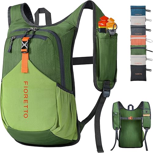 Miniatura 88 de FIORETTO Mochila de senderismo de 15L para mujeres y hombres, mochila mini plegable, ligera, pequeña mochila de día para camping, viaje, al aire