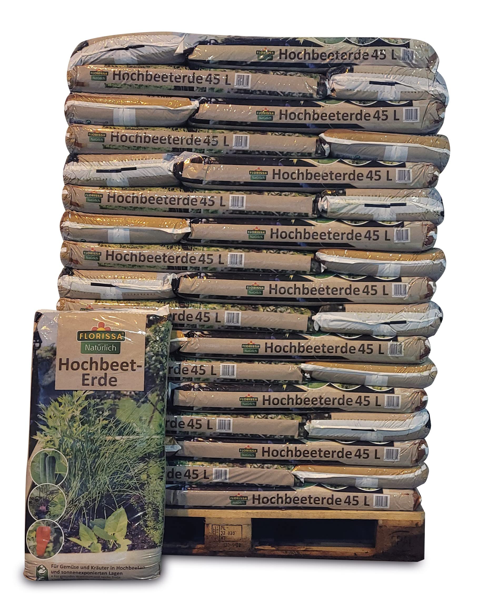 Hochbeeterde Palette (51x45 l) mit hervorragender Wasserspeicherfähigkeit Braun 2295 L