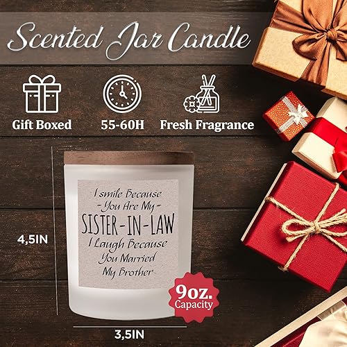 Miniatura 2 de Veracco Vela con texto en inglés "I Smile Because You are My Sister-in-Law, I Laugh Because You Married My Brother", regalos de cumpleaños para