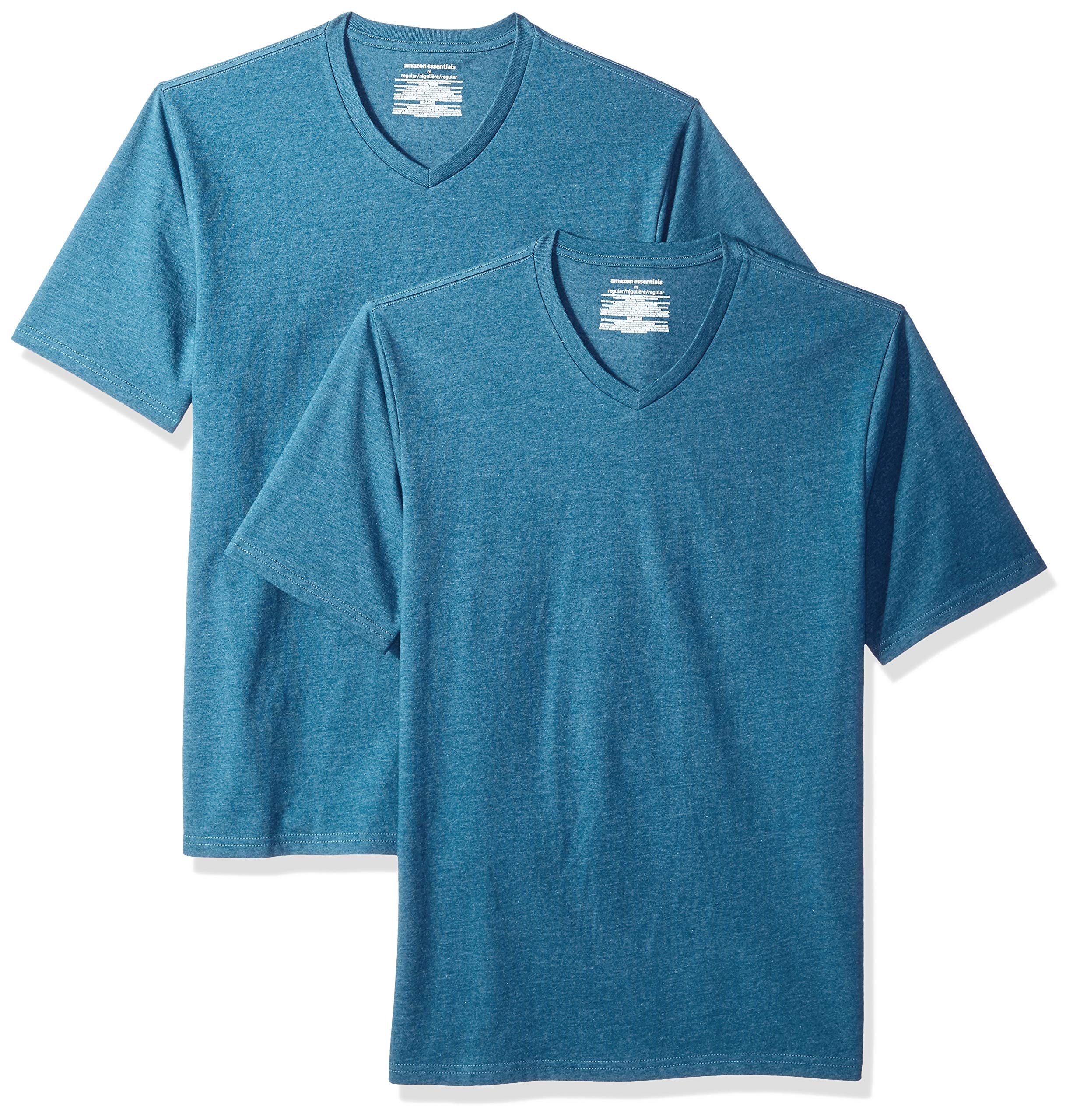 Amazon EssentialsMen's Regular-Fit Short-Sleeve V-Neck T-Shirt, Pack of 2