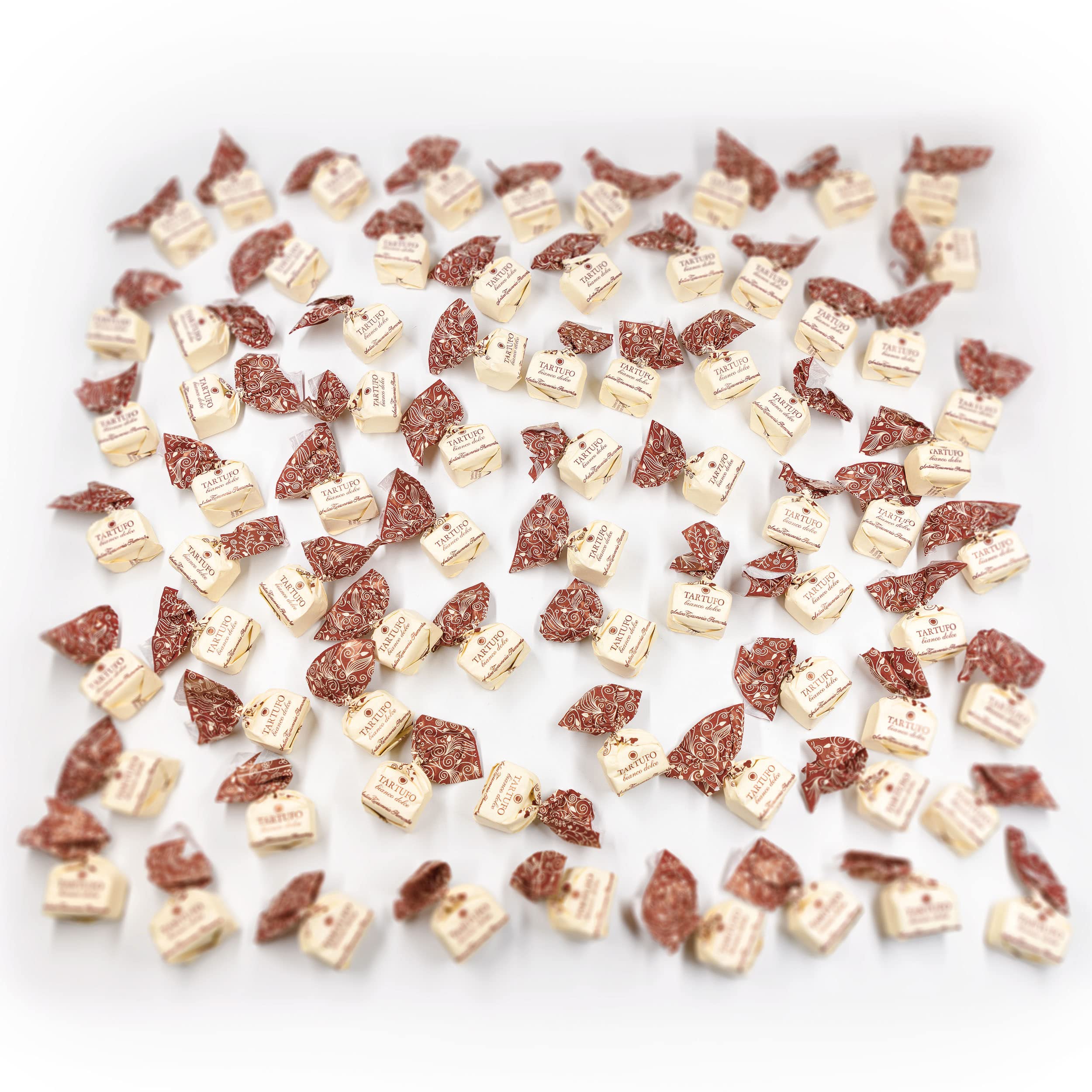 GUSTONE. Tartufi Dolci Bianco 70 Stück je 14g Antica Torroneria 1kg | Piemont-Haselnüsse IGP, 35% Kakao, glutenfrei, IGP-geschützte Herkunft, Trüffel-Pralinen weiße Piemont Haselnüssen