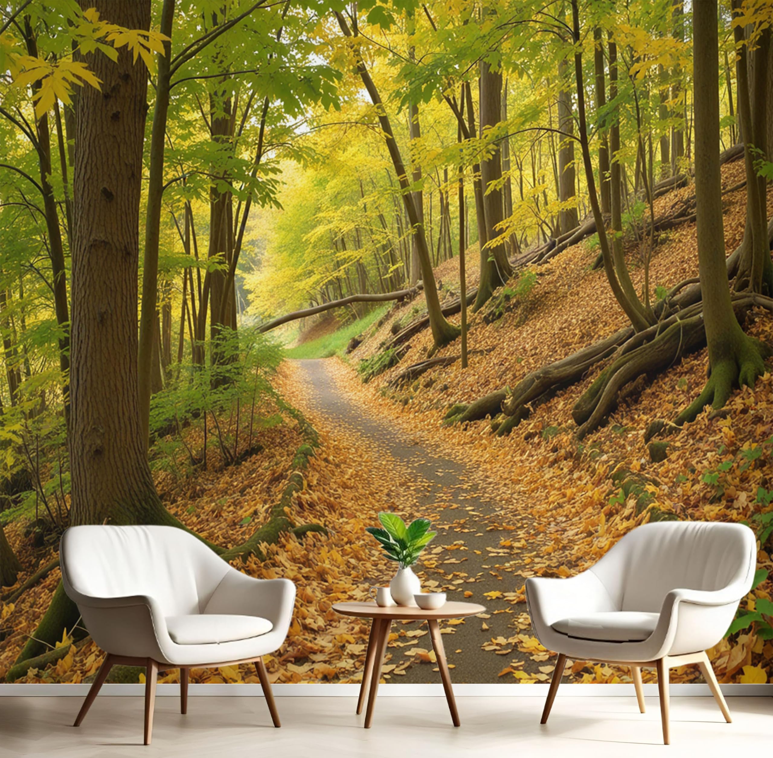 Papier peint panoramique forêt marron : un paysage d'automne pour chambre