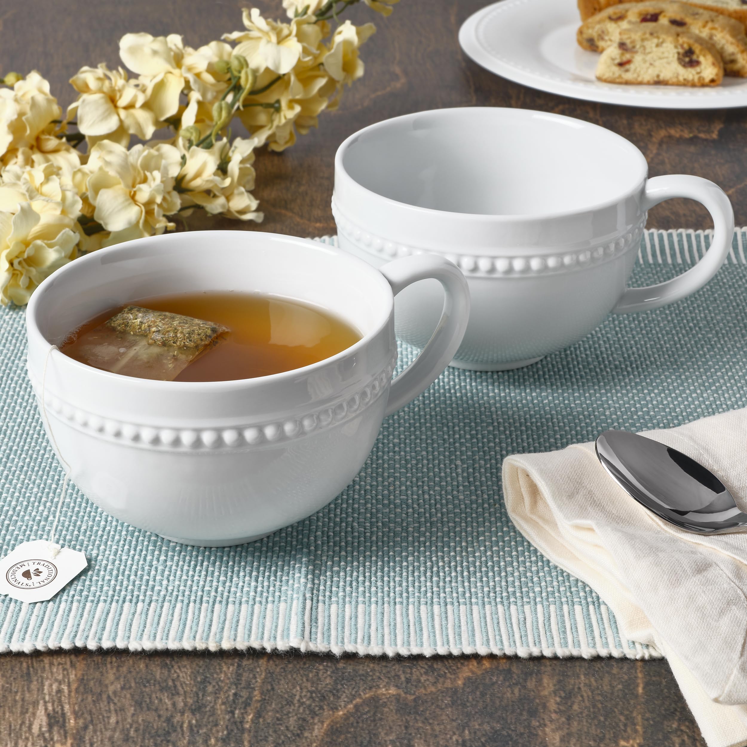 Amazon.com: Everyday White by Fitz and Floyd Beaded Set of 2 Soup