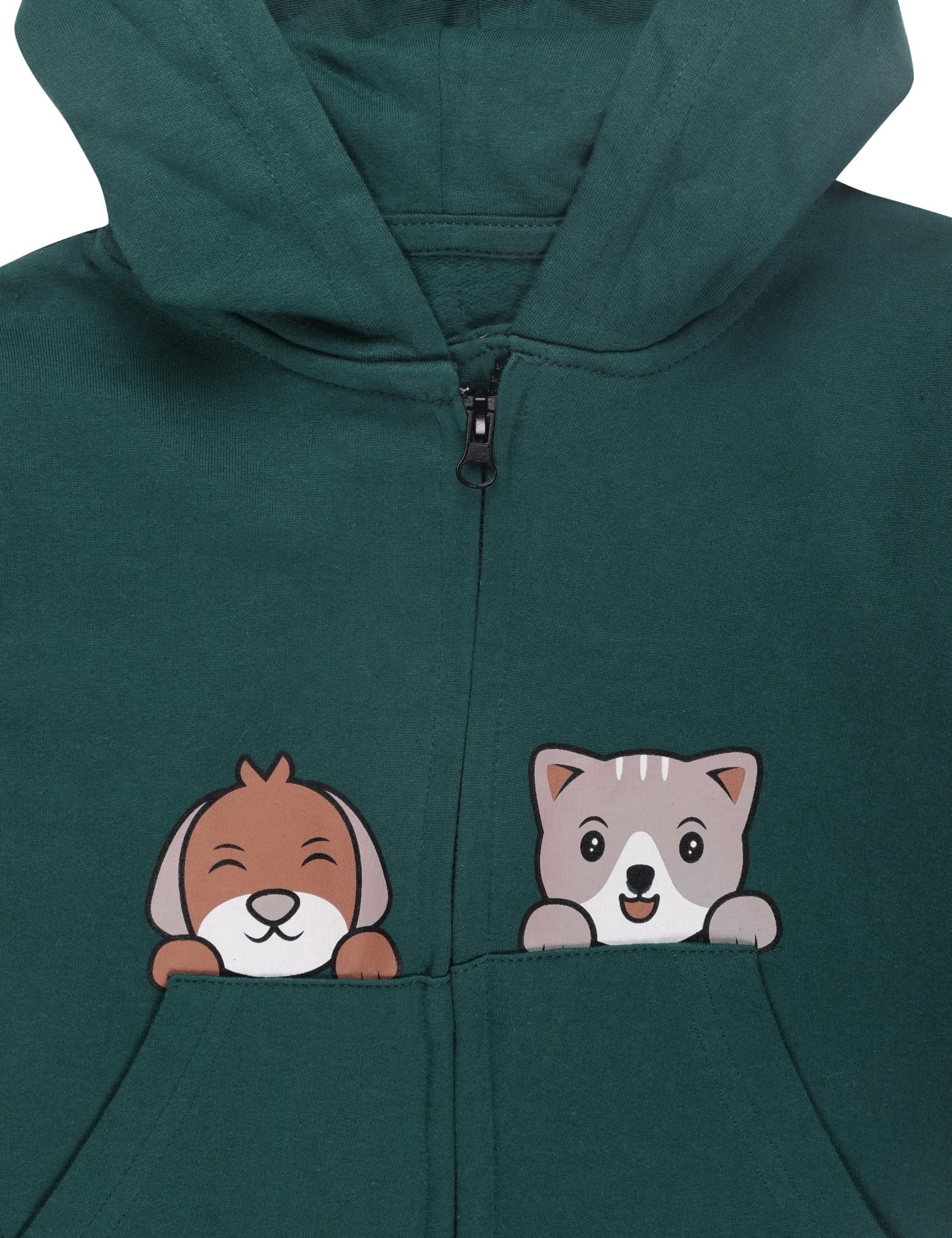 The Mom Store Unisex Fleece Hooded Neck Hoodie (ZPJK-NTPP-2-3_Naughty Puppies_Dark Green_2 Years-3 Years) - Image 3 thumbnail