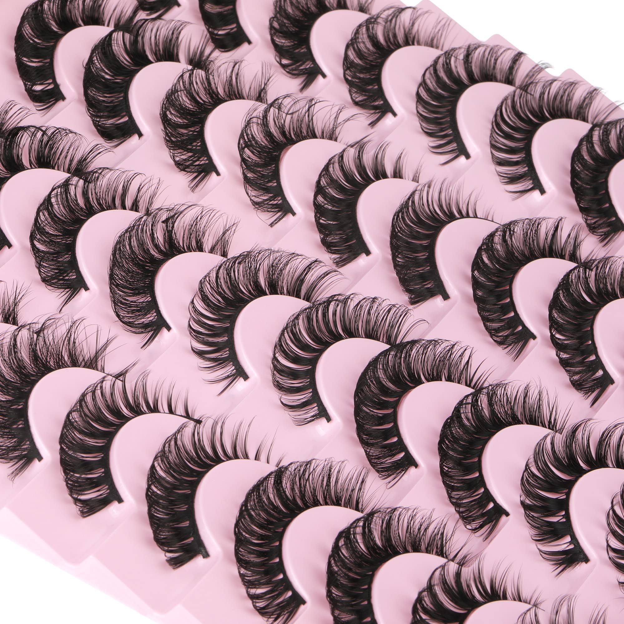 Focipeysa Eyelashes D curl Lash Strips Natural Look Russian Strip Lashes Wispy False Eyelashes 5 Styles Mixed Mink Lashes Look Like Extensions 20 Pairs