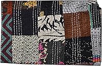 Vista 6 de Boho Sanskriti Colcha de seda india Kantha de retazos de seda tamaño Queen Twin Patola Colcha