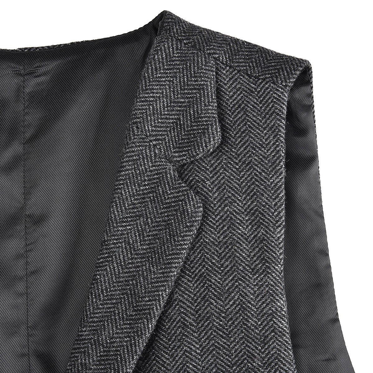 Chaleco traje Chaleco de hombre mezcla lana y tweed con espiga, chaleco vestir cuello sastre Chaleco vestir hombre(Dark Grey,L)