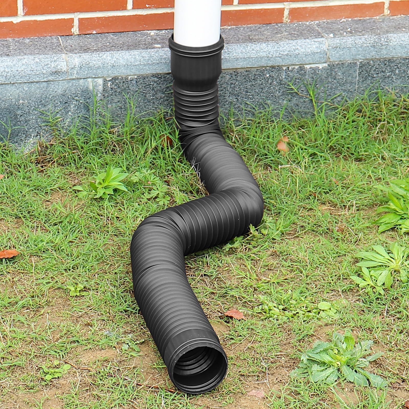 1 tuyau de descente de gouttière, extensible, rallonge flexible de gouttière, rallonge de connecteur de gouttière de 47 à 150 cm avec 2 adaptateurs, 2 vis (noir)