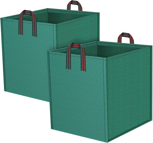 Bolsas de hojas, paquete de 2 bolsas cuadradas grandes de 33 galones reutilizables para césped y jardín para colección de hojas, bolsa plegable con
