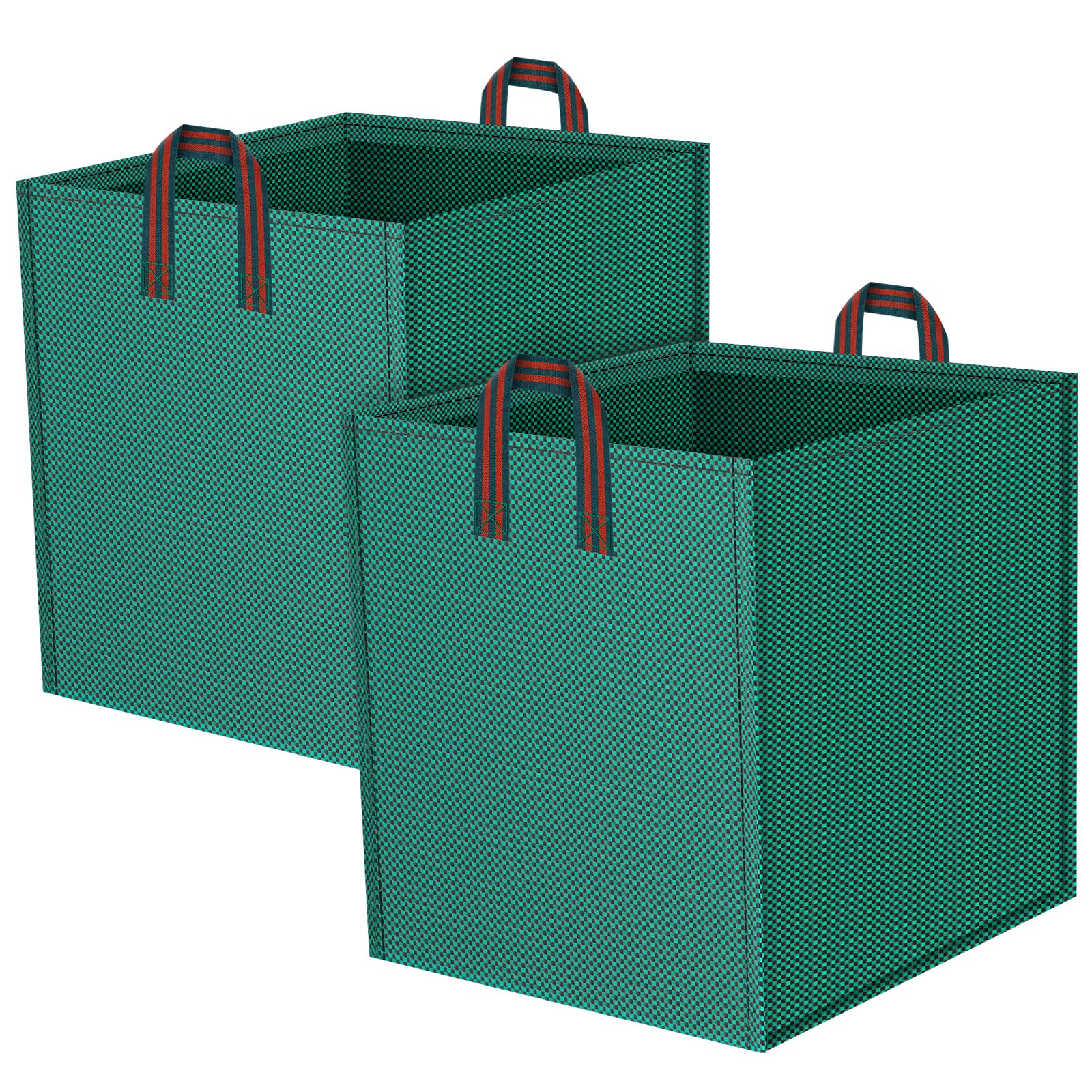 MYITYARD Leaf Bags, 2 Pack 72 Gallon Large Square Reusable Lawn Garden Bags for Leaf Collection, Fold-able Yard Waste Bag with Handles, Green