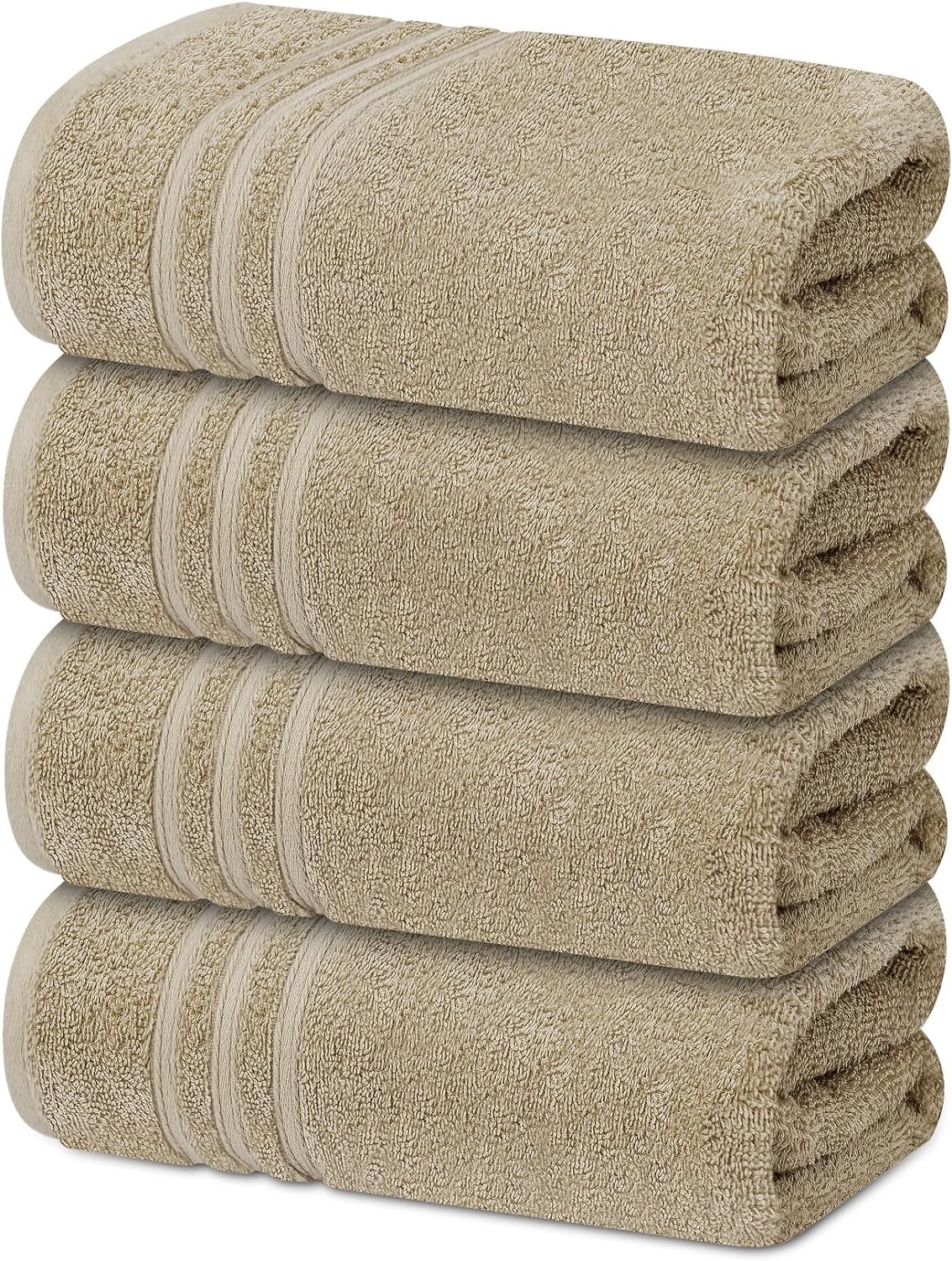 Textile Do Latte 4 X Large Bath Towels 100% Egyptian Cotton High Absorbent 500 Gsm Hotel Quality Jumbo Bath Towel Set (4, )