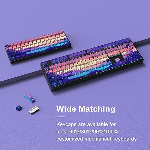 Miniatura 3 de JSJT Teclas PBT - Tecla translúcida con impresión lateral, estilo multicolor con brillo personalizado, juego de 124 teclas de perfil Cherry para