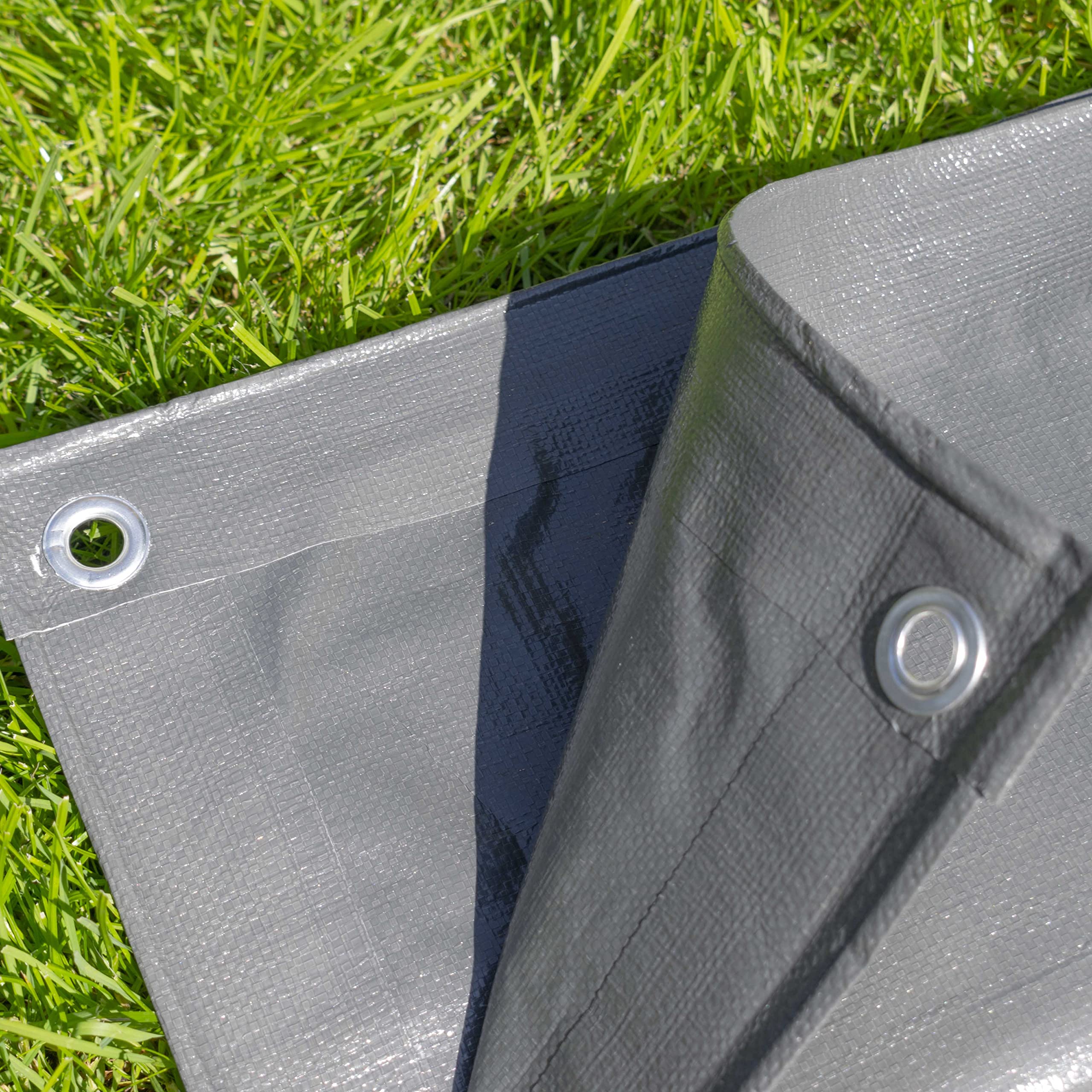 Cost Wise Grey Heavy Duty Gray Waterproof Tarpaulin/Ground Sheet,Uv Resistant,Reinforced Hems And Corners,Eyelets Every 1M, (5M X6m)