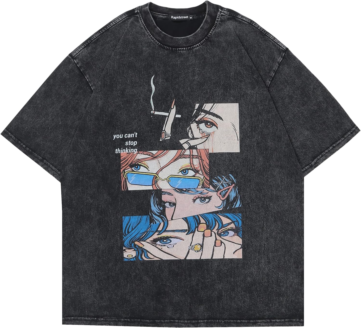 T-Shirt Streetwear Aesthetic Graphic Eyes Relaxed Tee Shirt Men Unisex