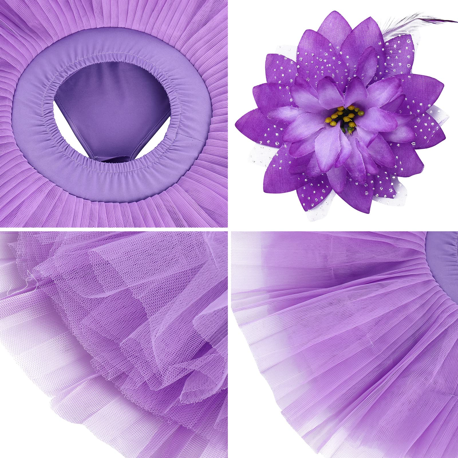 Tüllrock Damen Ballettkleid Tüll Tütü Rock Ballett Tanzkleid+Blume Haarclips Ballettkleidung Outfit