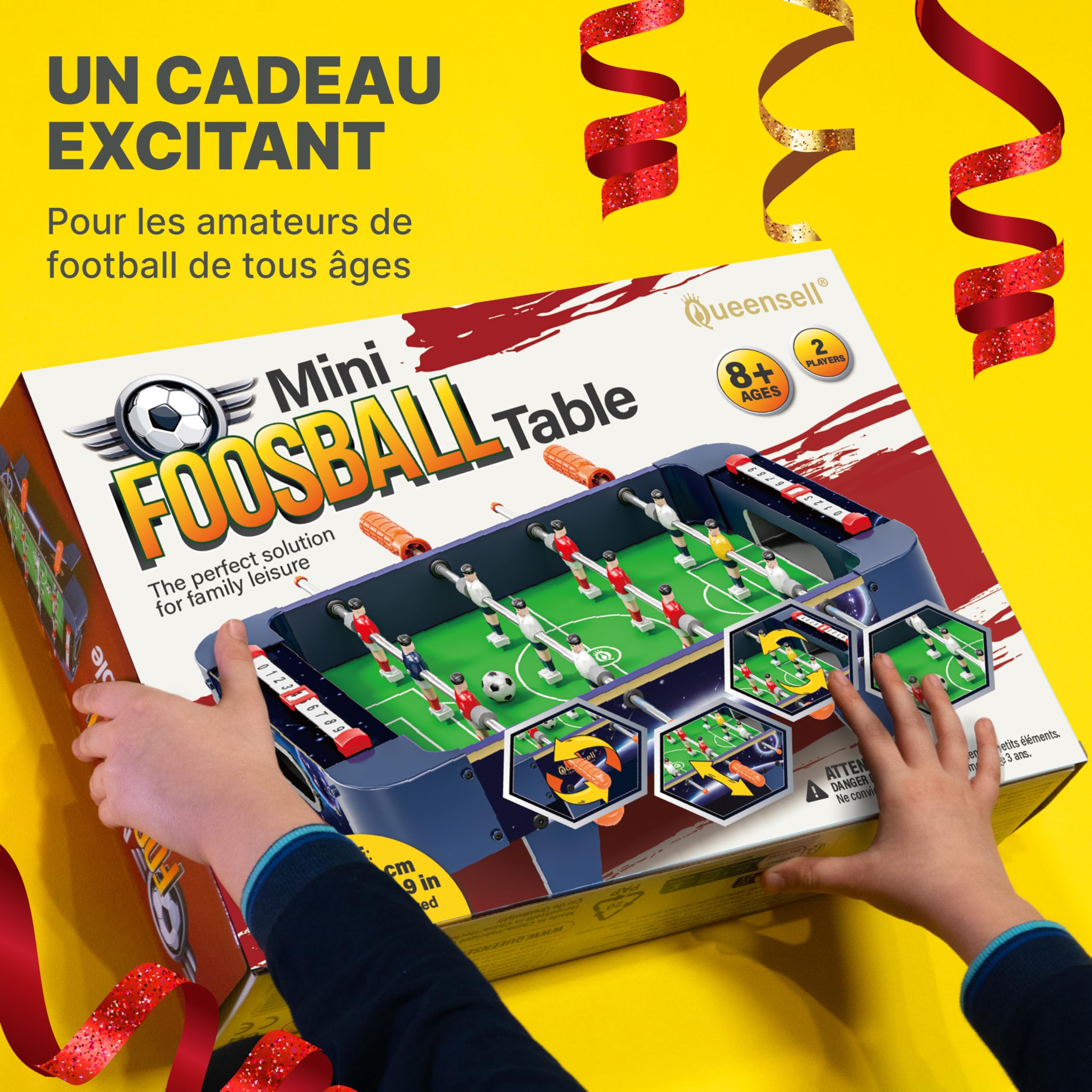 Mini Table de Baby-Foot pour Enfants et Adultes – Jeu de Football Miniature de 53 cm, Mini Table de Football pour Soirées Jeux en Famille