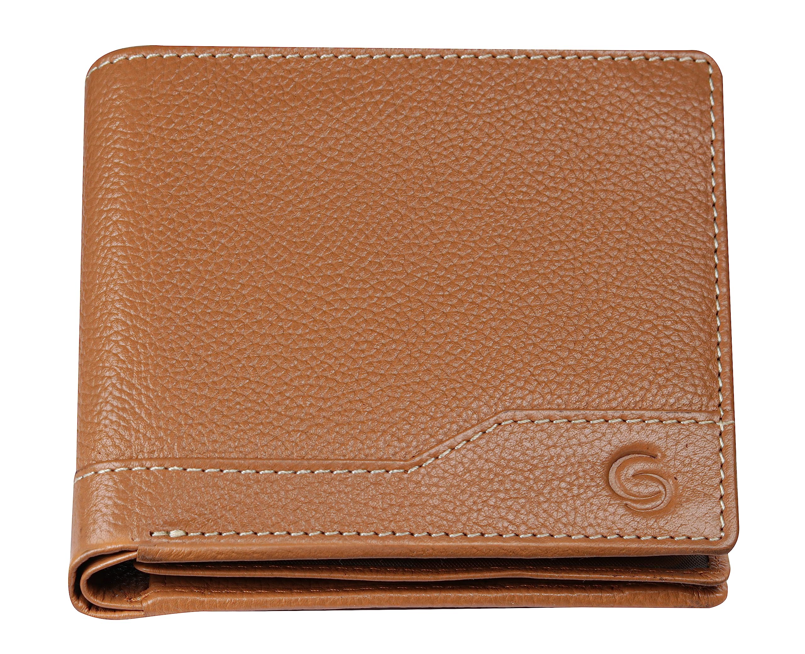GETOREEFlorence Beige Genuine Leather RFID Wallets for Men I 6 Credit/Debit Card Slots I 2 Secret compartments I 1 Coin Pocket & 2 Currency Compartments