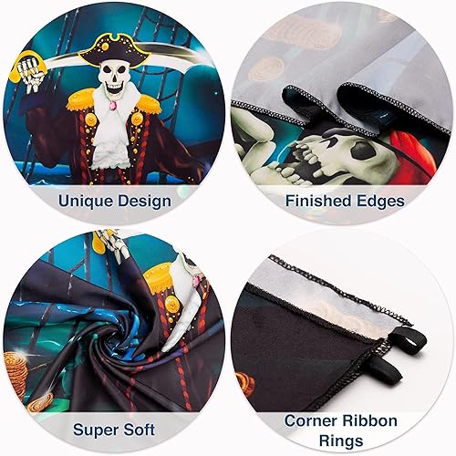 Miniatura 3 de Telón de fondo de fiesta de pirata de tela para decoración de fiesta de Halloween, cumpleaños de niños, fondo colgante para temática de pirata,