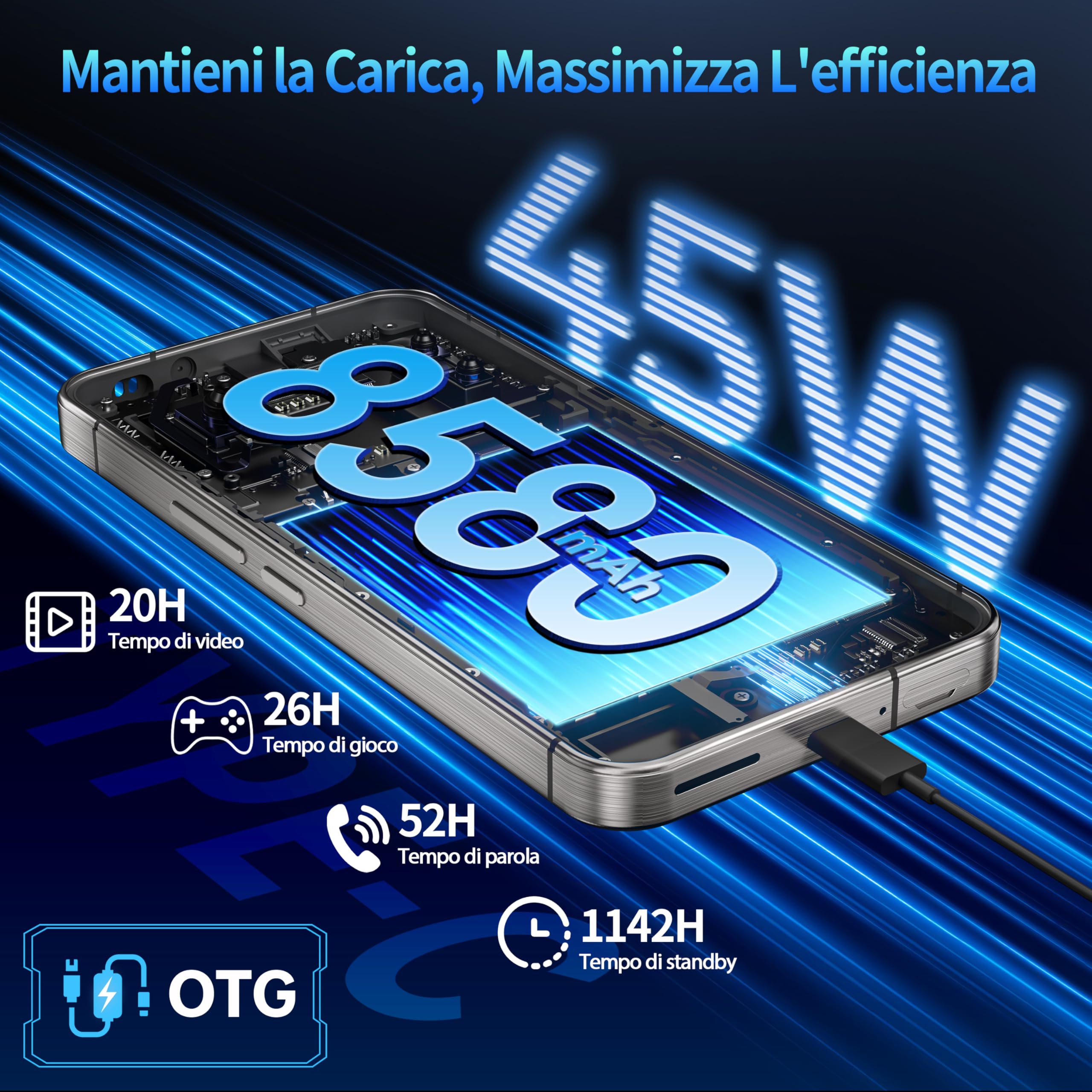 OUKITEL WP200 PRO 5G Rugged Smartphone Android 15-72GB RAM +1TB ROM, 6.7" FHD+ Amoled 120Hz, 108MP+32MP, 8800mAh, Cellulari e Smartphone Con Cuffie/Smartwatch Staccabili, NFC/Fingerprint/GPS, Nero